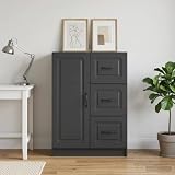 Anself Sideboard mit 3 Schubladen und 1 Tür, 66x34,5x87 cm, Schwarz, Holzwerkstoff, Stauraum für Wohnzimmer, modernes Design, einfache Pflege 895776