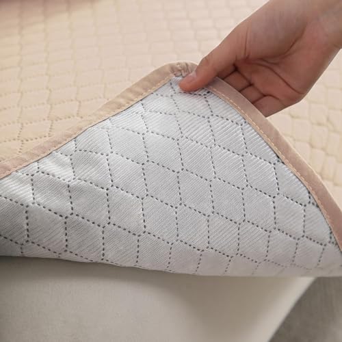 Image of HOKIPO Quilted Sofa Cover Mat for 2 Seater Sofa, Beige (NEW-IN-720-BGE)