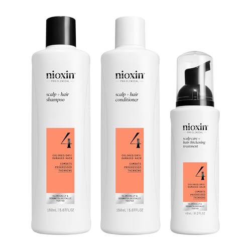 NIOXIN System 4 - pour Cheveux Colorés, Secs, Abîmés et Chute Avancée - Kit/Shampoing/Après-Shampoing/Soin pour Cuir Chevelu