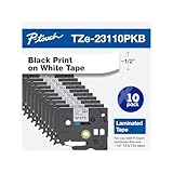 Brother Genuine P-Touch, TZe-231 10-Pack Tape (TZE23110PK) ½ inch (0.47 inch) x 26.2 ft. (8m) (Pack of 10) Laminated P-Touch Tape, Black on White