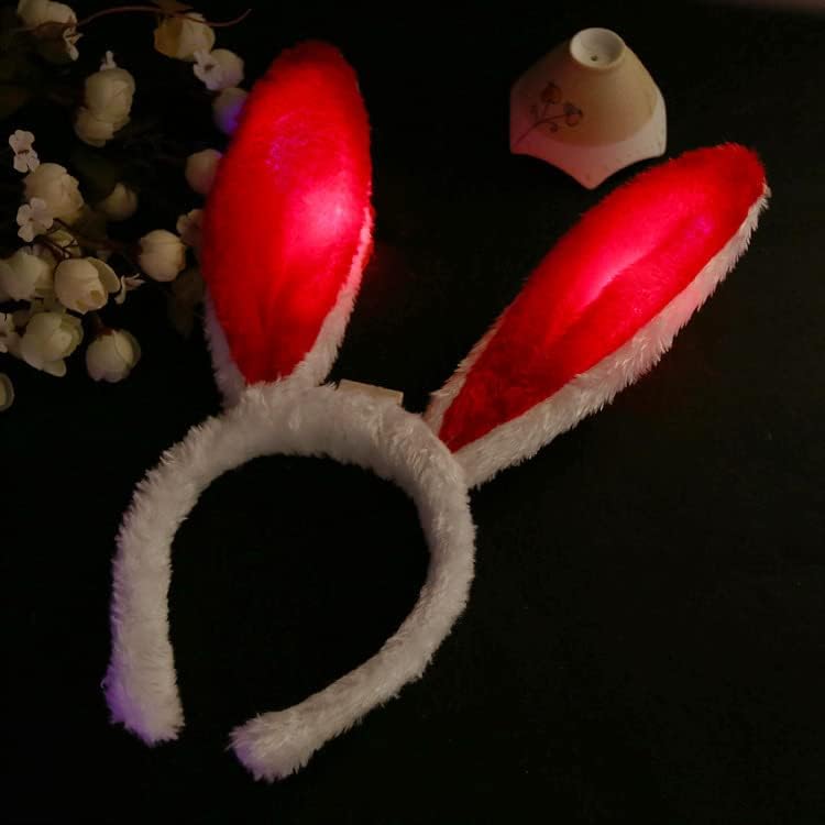 Miniatura 2 de Bartosi Diademas de orejas de conejo LED diadema de orejas de peluche diadema de orejas peludas para mujeres y niñas fiesta de cosplay de Pascua