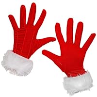 Gorbgle Santa Gloves for Christmas, Red Velvet Santa Claus Gloves with White Faux Fur Cuff, Festive Xmas Costume Accessories for Holiday Party, Props, Outfit for Men Women