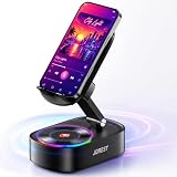 Jorest Wireless Induction Speaker, Cell Phone Stand with Bluetooth Audio, Phone Speaker Amplifier Foldable for iPhone, Android, iPad, Birthday Gifts for Men Women Teenage Boy Dad Father
