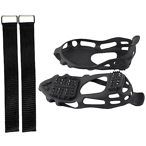 Veemoon 1set Ice Grippers for Shoes Durable Tooth Crampons Excellent Traction for Snow and Ice Lightweight TPE Slip-Resistant Footwear for Hiking Walking and Outdoor Activities