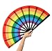 GeGeYa Rainbow Large Folding Fan-Hand Fan Popping Fans for Line Dancing Clacking Fans for Boots On The Ground Dance,Party,Outdoor,Decoration (Rainbow)