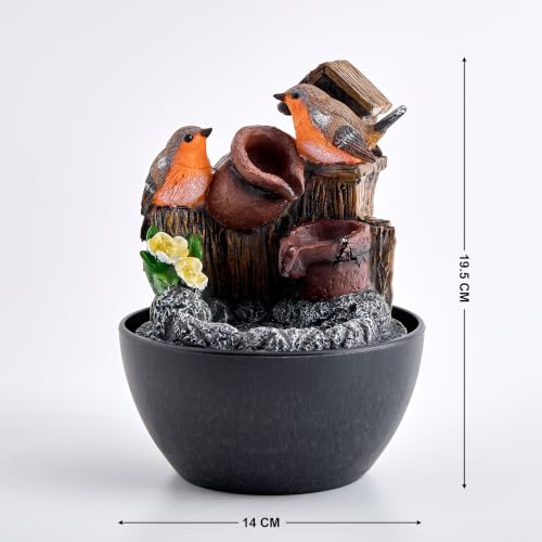 Image of Home Centre Corsica Alpine Polyresin Mini Birds Water Fountain - 14x19.5cm