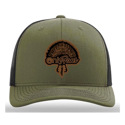 Only Fans Hat, Only Fans Turkey Hunting Hat, Turkey Hunting Hat, Hunting Hat, leather patch trucker hat, cap daddy, LODEN BLACK