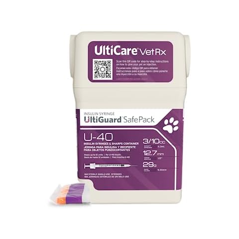 UltiCare VetRx U-40 UltiGuard Safe Pack Pet Insulin Syringes 3/10cc, 29G x 1/2", 100ct Cover