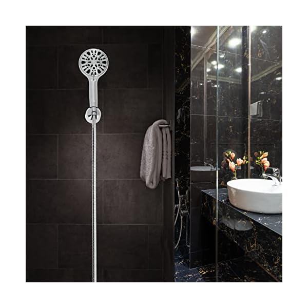 WASSERDANK® Premium Duschkopf mit Schlauch und Halterung | 9 Strahlarten für Regendusche & Massage | 1,5m rostfreier… – Bild 8
