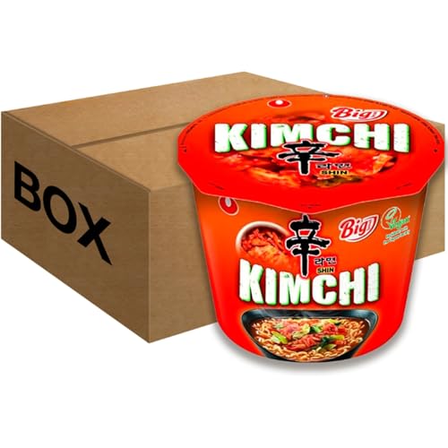 Nong Shim Kimchi Noodles Big Bowl Pack 16 (112g Each) - Shin Ramen Instant Noodles Soup for Quick Meals & Snacks