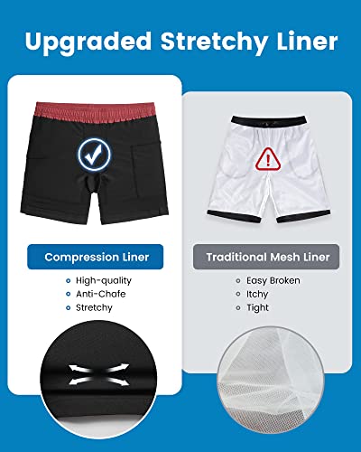 Image of maamgic 5inch Mens Swimming Trunks with Compression Liner 2-in-1 Swim Trunks Stretch Quick Dry Swim Shorts Zipper Pockets