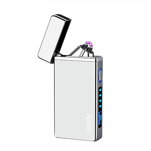 SKRFIRE Encendedor resistente al viento al aire libre, encendedor eléctrico de doble arco chapado en PVD, encendedor a prueba de desgaste,