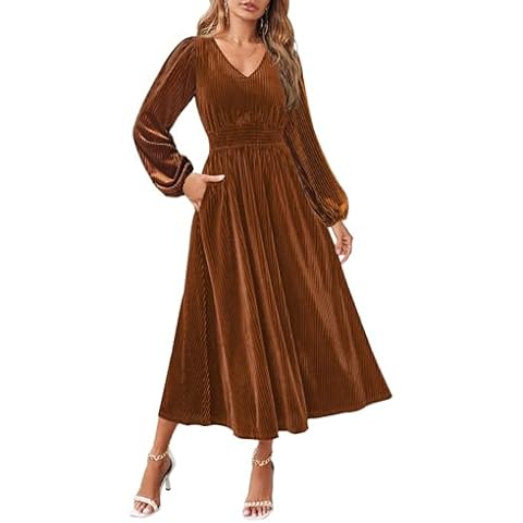 ZESICA Velvet Midi Dress Cover