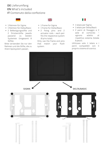 Placa de descarga negra mate Wunderbad compatible con cisterna Geberit Sigma y Delta 4