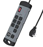 Digital Energy 25-FT 8 Outlet Metal Surge Protector Power Strip Extension Cord, 1960 Joules, 2 USB...
