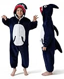 DILUFUN Kids Boys Girls Shark Onesie Costume,One Piece Pajamas,Halloween Funny Animal Onesie Cosplay Costume Sleepwear,Shark DB 13-14Y