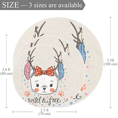 Tapis de sol circulaire animaux chat aux finitions modernes - 3