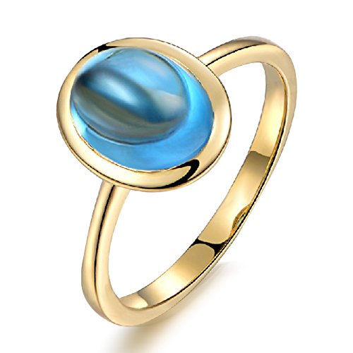 Bague Topaze Bleue Véritable et Diamants Or Rose 585/1000