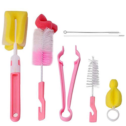 Cepillo de Botellas, Cepillos de Limpieza, Cepillo de Paja de Beber, Cepillo de Pez�n de Beb�, Kit de Limpieza para Botellas, Cepillo de Esponja de Mango Largo, para Biberones, Chupete, Paja