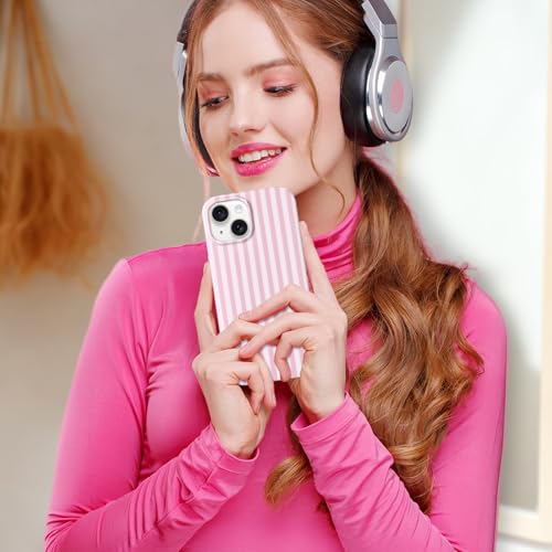 Hython for iPhone 15 Plus Case & iPhone 14 Plus Case Cute Striped Aesthetic Design Simple Stripes Cover 6.7", Slim Soft TPU Bumper Shockproof Rubber Protective Phone Cases Women Girls, Pink and White by Hython - Used condition - Image 5