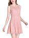 Allegra K Women's Sleeveless Semi Sheer Yoke Floral Lace Mini Flare Dress XS Pink