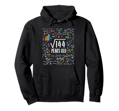 Square Root Of 144 12th Birthday 12 Year Old Gifts Math Bday Pullover Hoodie