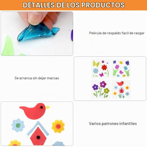 Miniatura 2 de Apomoons 4 Pegatinas De Gel Para Ventana De Primavera Y Verano, Pegatinas Florales De Gelatina, Temporada Para Ventana, Pegatina De Primavera Para Ventanas De Vidrio Para Niños