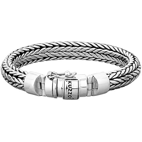 kuzzoi 925 Sterling Silver Round Byzantine Bracelet for Men, Length 7,48 inch, Width 0,43 inch Cover