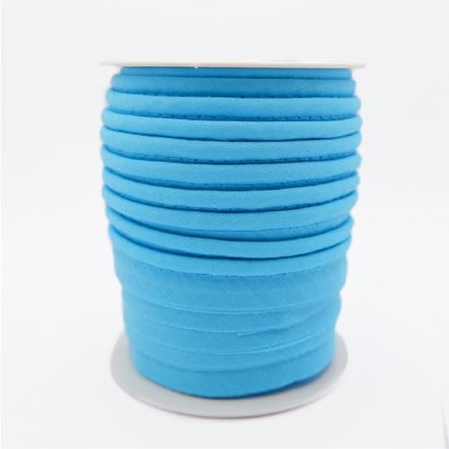 TEXTEX = Vivo al Bies para Proyectos de Costura, Decoración y Manualidades. Composición 50% Algodón y 50% Poliéster. Ancho Total 15mm, Cordón 5mm y Solapa 10mm. Carrete 10 Metros - (Azul Celeste)