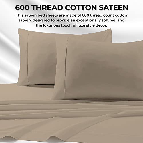 Image of Tribeca Living 600 Thread Count Egyptian Cotton 6-Piece Extra Deep Pocket Sheet Set, Clay, Cal King | 600 Thread Count, 100% Egyptian Cotton, Soft Sateen Weave, Deep Pocket, 6-Piece Set, Machine Washable