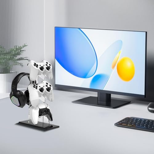 Soporte para auriculares de escritorio con 3 niveles de almacenamiento vertical 7