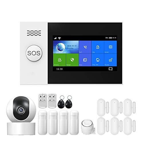 Sistema de alarma de seguridad DIY Tuya inalámbrico WIFI GSM sistema de alarma antirrobo for el hogar cámara IP PIR Sensor de movimiento Sensor de puerta Kit de alarma de seguridad Control de aplicaci