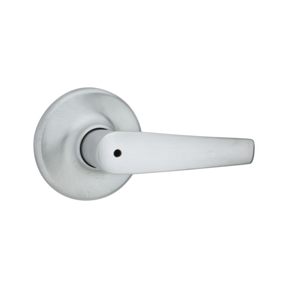 KwiksetDelta Interior Privacy Door Handle with Lock, Door Lever for Bathroom and Bedroom, Satin Chrome Reversible Keyless Turn Lock