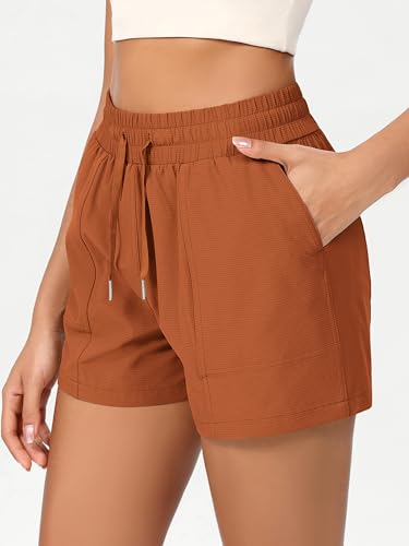 ODODOS Stretch Woven Athletic Shorts for Women High Waist Summer Lightweight Casual Shorts with Pockets2