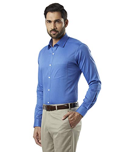 Image of Raymond Men Slim Fit Solid Pattern Pure Cotton Semicutaway Collar Full Sleeve Formal Shirt