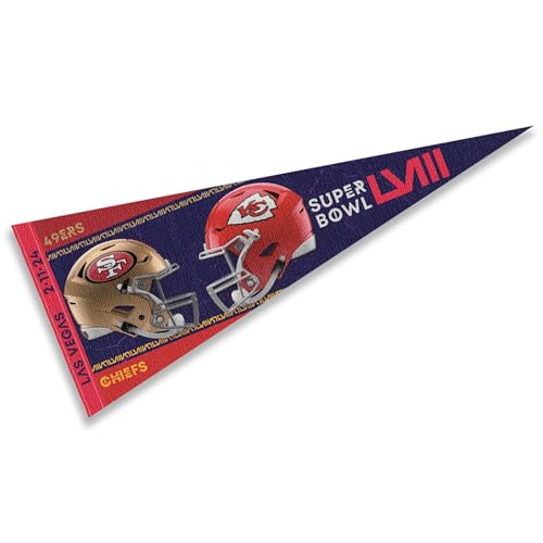 WinCraft 2024 Super Bowl LVIII Dueling Teams Chiefs 49ers Pennant...