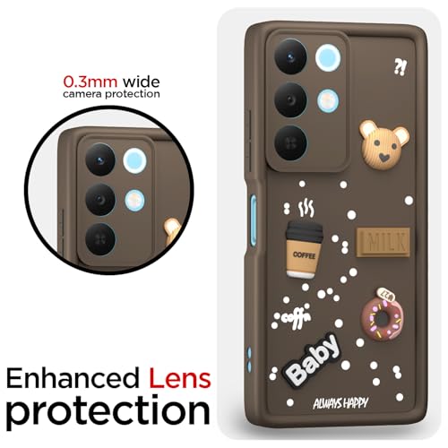 Image of Outlouders Back Cover for Realme Narzo 90X 5G / Realme C85 5G / Realme 15X 5G | 3D Cartoon Bear Cute Fun Silicone Full Body Protection Bumper Case (Brown)