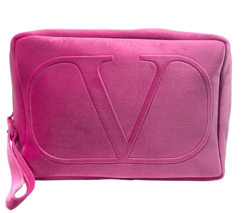 Valentino Pink Dopp Case Trousse Grande Zíper Maquiagem Cosmética Bolsa de pulso Aproximadamente 22 cm C x 15 cm A x 5 L (8719)