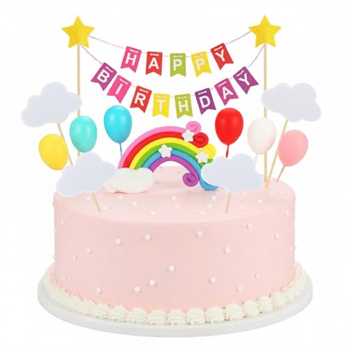 15Pcs Rainbow Cake Topper Kit happy birthday cake toppers - image 1