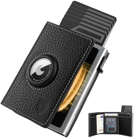 DODENSHA® MagSnap Pebble Airtag Wallet Herren I Kartenetui Herren I Smart Wallet für 10+ Karten I Wallet mit Münzfach I Geldbeutel mit AirTag* Fach I Geldbörse Herren mit RFID Schu