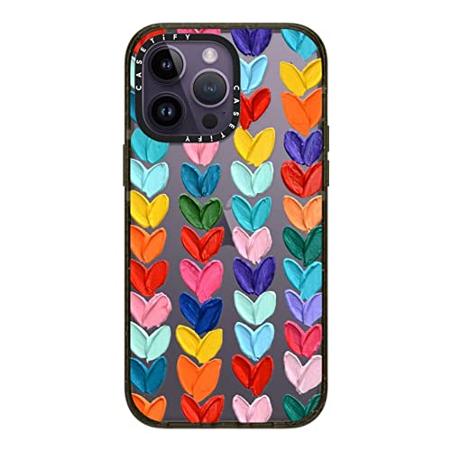 CASETiFY �C���p�N�g iPhone 14 Pro Max �P�[�X [MIL�K�i���� (4x MIL-STD-810G)/2.5m����̗����������N���A] - Clear Polka Daub Hearts - �O���b�V�[ �u���b�N