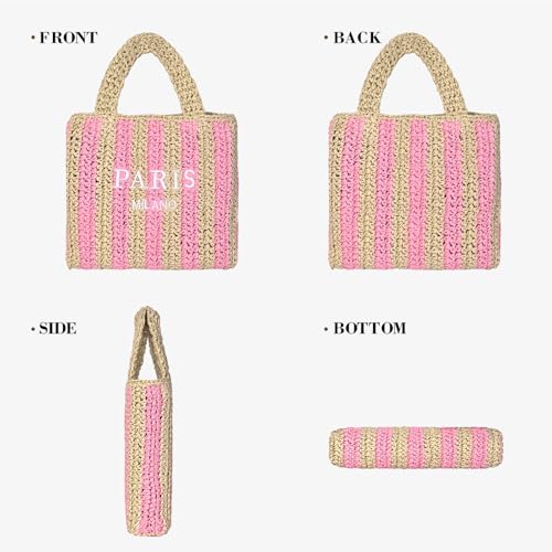 Bolsa de playa de paja para mujer verano tejido miniatura 7