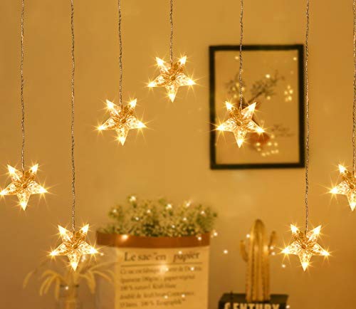 Peiduo 9 Stars Curtain String Lights Plug Powered With Warm White Light Star Decoration For Indoor, Outdoor, Ramadan, Wedding, Party,Garden Patio Home Decorations #TOP7