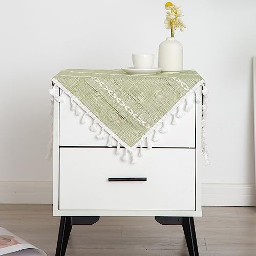 Hpxrom Rustic Bedside Square Small Sage Green Tablecloth 24 x 24 Inch