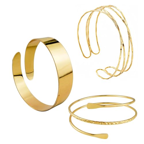 3 Piezas Brazaletes Dorados Para La Superior Del Brazo Brazalete Mujer En Espiral Brazalete Metálico Ajustables Para Brazo Superior Moda Brazo Abierto Superior Brazalete Para Bodas Fiestas Uso Diario