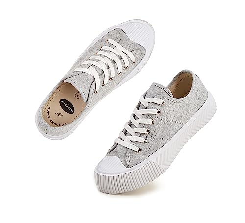LUCKY STEP Women 's Canvas Shoes Low Top Fashion Sneakers Lace-up Classic Casual Walking Shoes