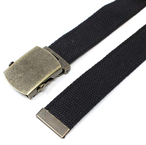 Canvas Web Belt Military Style with Antique Brass Buckle and Tip 50" Long2