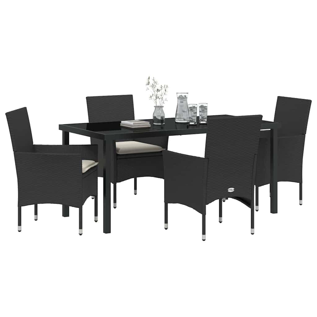 Ensemble de salle à manger pour jardin 5 pcs noir vidaXL en polyrotin avec table et 4 chaises de terrasse