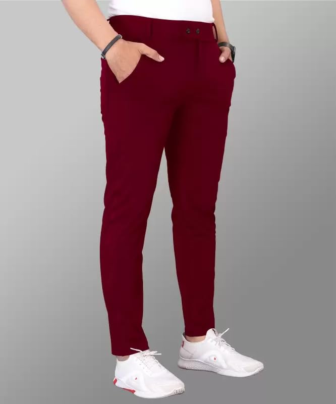Image of Men's Stylish Slim Fit Lycra Blend Trousers - Pack of 2 (Combo) Formal Pants for Men | Stretchable Regular Office Formal Wear | Comfortable Solid Casual, Business, and Work Trousers for Men