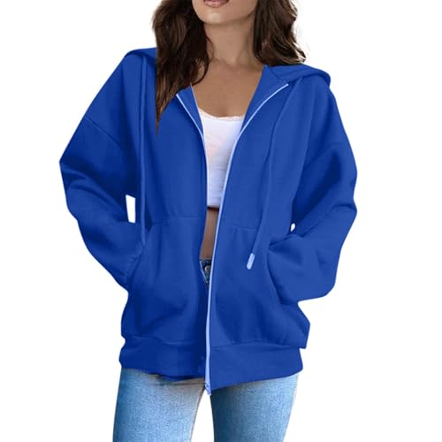 OIOLOYJM Zipper Hoodies for Women Long Sleeve Oversized Sweatshirts Y2k Drawstring Soft Jacket 2025 Fall Fashion with Pockets
